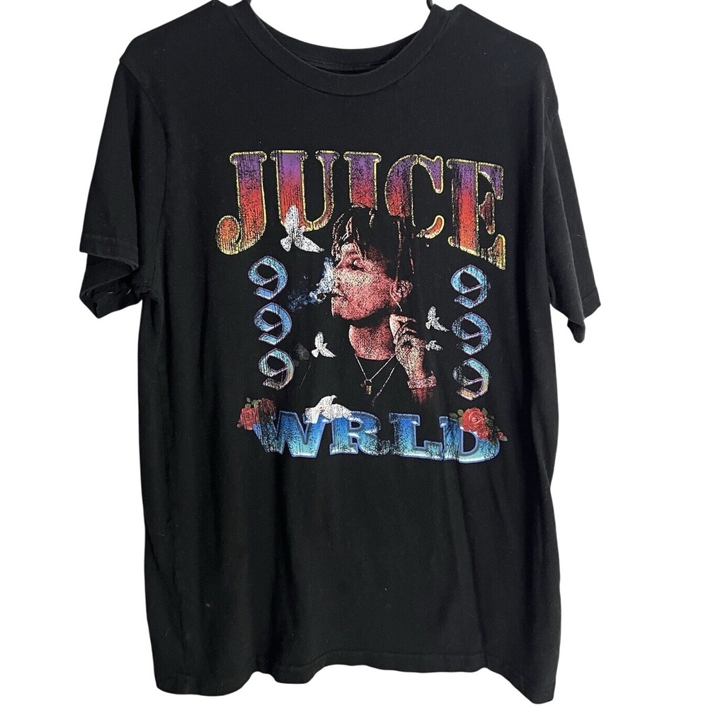 Juice WRLD Graphic T‎ Shirt Mens L Black Rap Tee Streetwear Hip Hop Band